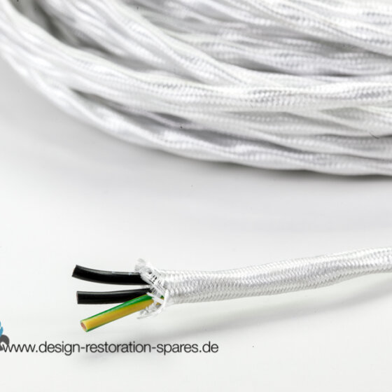 Textile Cable With Braided Cable | 3-Core White
